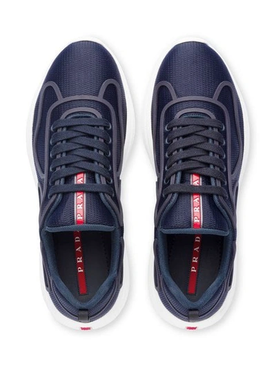 Shop Prada Bike Fabric Sneakers In Blue