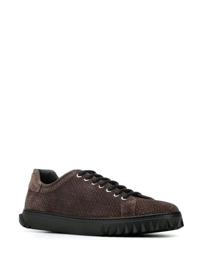 Shop Ferragamo Logo Sneakers In Brown