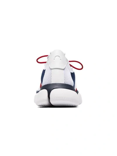 MONCLER WHITE, BLUE AND RED CHUNKY SOLED MESH SNEAKERS - 白色