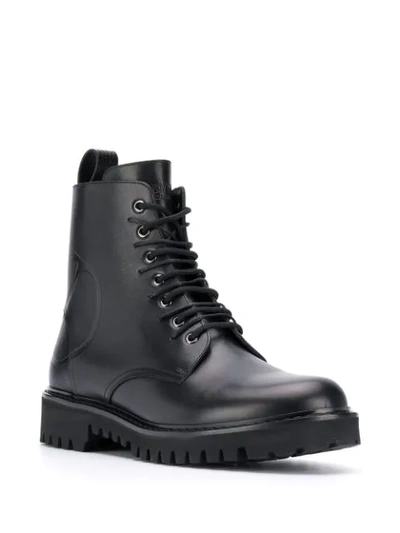 Shop Valentino Vlogo Combat Boots In Black