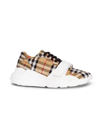 BURBERRY VINTAGE CHECK COTTON SNEAKERS - 黄色