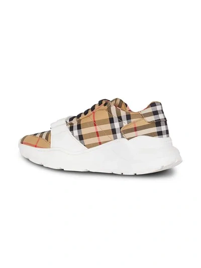BURBERRY VINTAGE CHECK COTTON SNEAKERS - 黄色