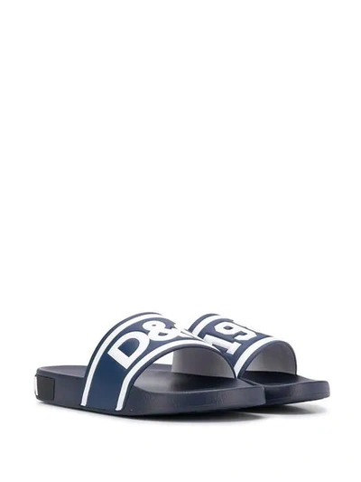 Shop Dolce & Gabbana Logo Sliders In Blue