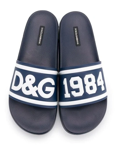 Shop Dolce & Gabbana Logo Sliders In Blue