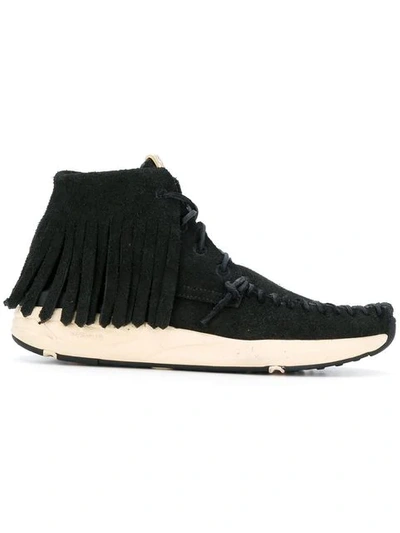 Shop Visvim Fringed Moccasin Sneakers In Black