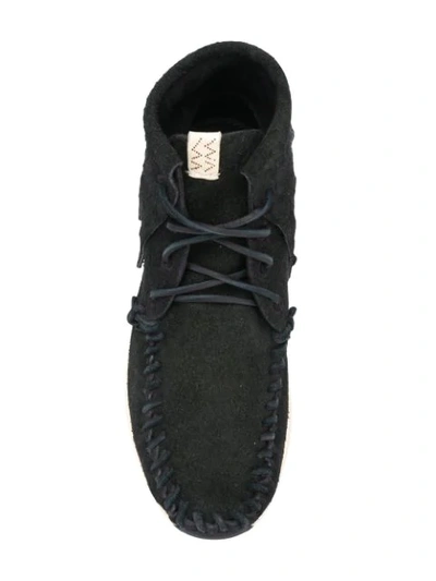 Shop Visvim Fringed Moccasin Sneakers In Black