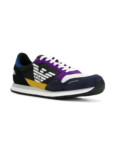 Shop Emporio Armani Panelled Logo Sneakers In Multicolour