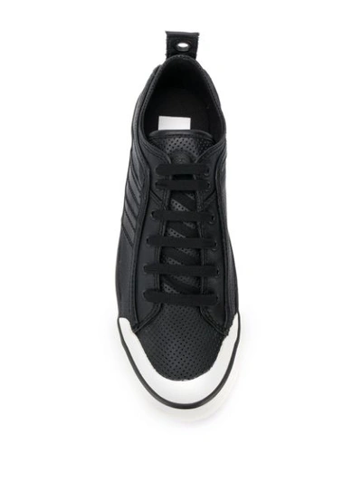 Shop Diesel Low-top Sneakers In Perforated Leather In Black