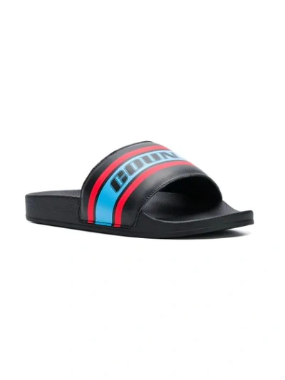 Shop Marcelo Burlon County Of Milan Logo Colour-block Slides In Black