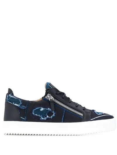 Shop Giuseppe Zanotti Denim Frankie Sneakers In Blue