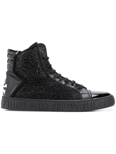 Shop Philipp Plein Embellished Hi-top Sneakers In Black