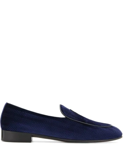 Shop Giuseppe Zanotti Classic Textured Loafers In Blue