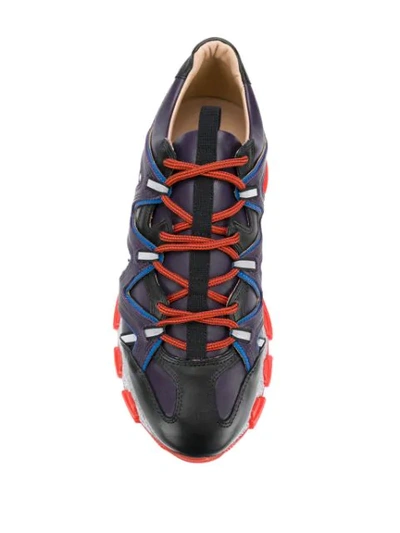 Shop Lanvin Panelled Lace-up Sneakers In Purple