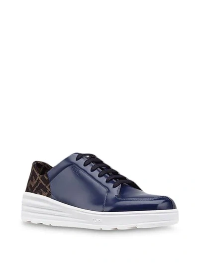 Shop Fendi Ff Motif Lace-up Sneakers In Blue