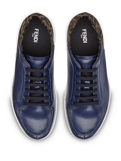 Shop Fendi Ff Motif Lace-up Sneakers In Blue