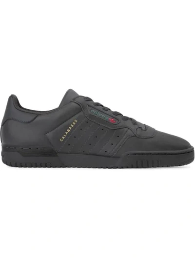 Shop Yeezy Black Powerphase Leather Sneakers