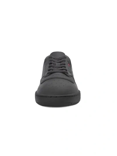 Shop Yeezy Black Powerphase Leather Sneakers