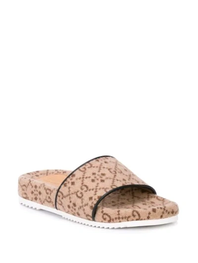 Shop Gucci Interlocked Gg Slide Sandals In Neutrals