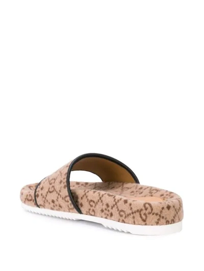 Shop Gucci Interlocked Gg Slide Sandals In Neutrals