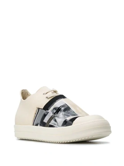 RICK OWENS DRKSHDW PRINTED PANEL SNEAKERS - 白色