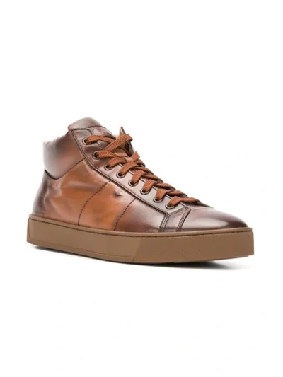 Shop Santoni Hi-top Sneakers In Brown