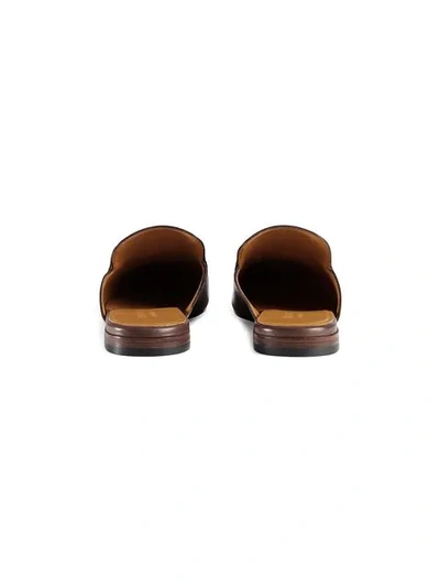 Shop Gucci Leather Horsebit Slipper In Brown