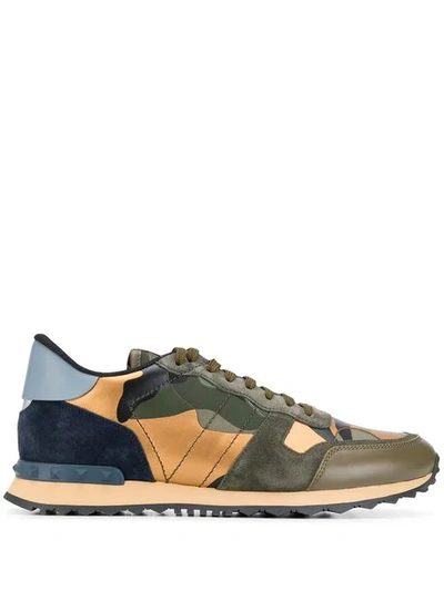 Shop Valentino Garavani Camouflage Rockrunner Sneakers In Green