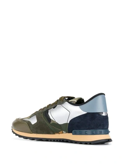 Shop Valentino Garavani Camouflage Rockrunner Sneakers In Green