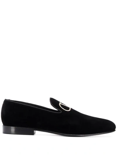 Shop Valentino Vlogo Loafers In Black