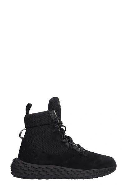 Shop Giuseppe Zanotti Urchin Sneakers In Black Suede And Fabric