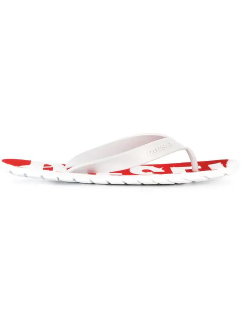 diesel splish flip flops white