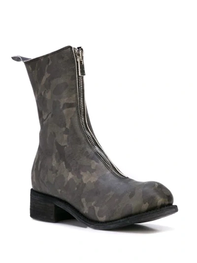 Shop Guidi Camouflage Pattern Zip Boots In Green