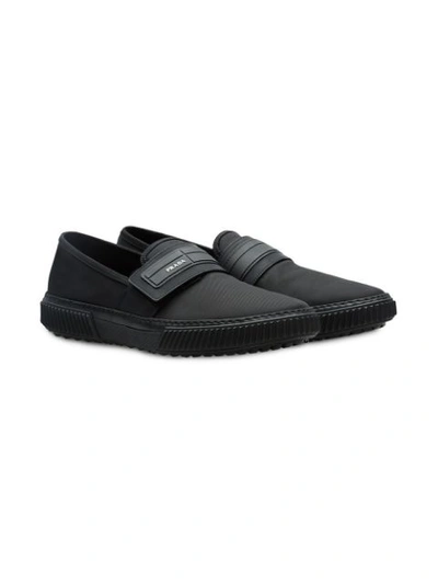 Shop Prada Technical Fabric Slip-on - Black