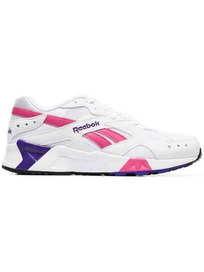 Reebok White Aztrek Faux Leather Low Top Sneakers | ModeSens