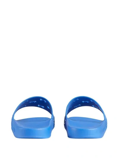 Shop Gucci Men's Rubber Gg Slide Sandal In Blue
