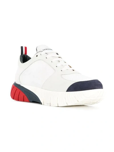 Shop Thom Browne Tricolour Sole Sneakers In White