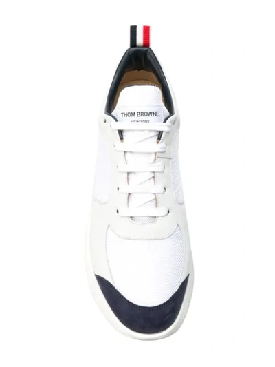 Shop Thom Browne Tricolour Sole Sneakers In White