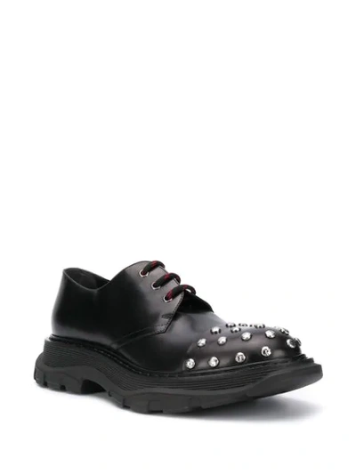 ALEXANDER MCQUEEN CRYSTAL TOE LACE-UP SHOES - 黑色