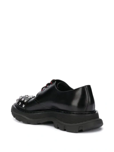 ALEXANDER MCQUEEN CRYSTAL TOE LACE-UP SHOES - 黑色
