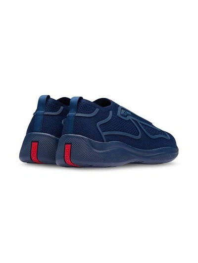 Shop Prada Fabric Sneakers In Blue