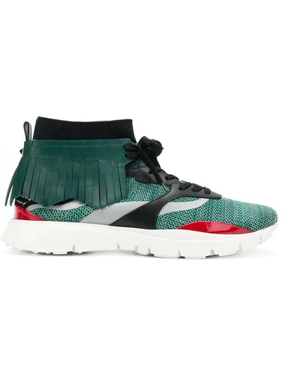 Shop Valentino Heroes Embroidered Sneakers In Green