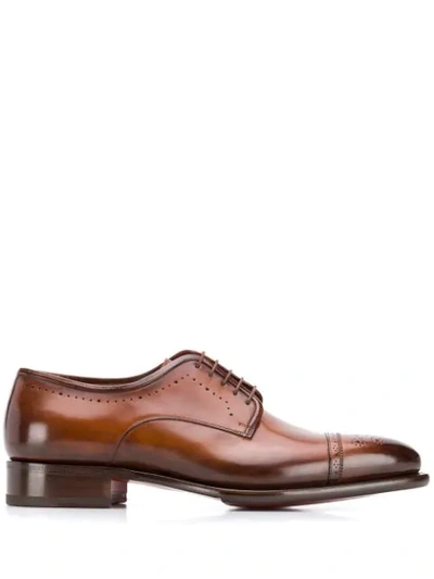 Shop Santoni Classic Oxford Shoes In Brown