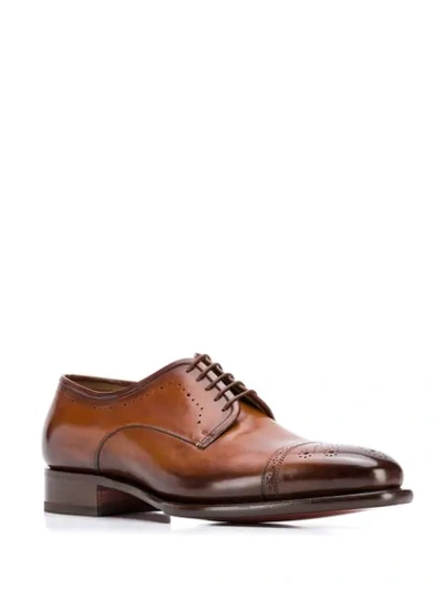 Shop Santoni Classic Oxford Shoes In Brown