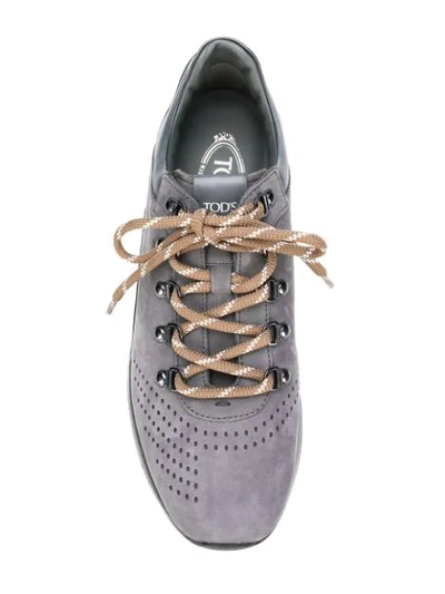 Shop Tod's Perforated Lace In Grey