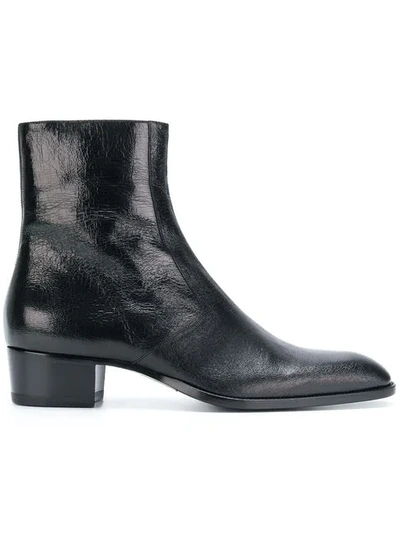 Shop Saint Laurent Wyatt Chelsea Boots In 1013 Black