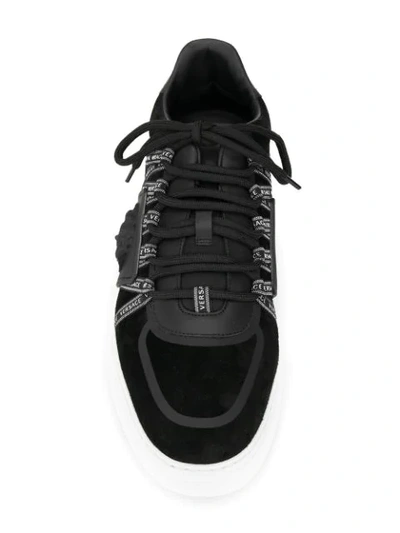 Shop Versace Lateral Medusa Low-top Sneakers In Black