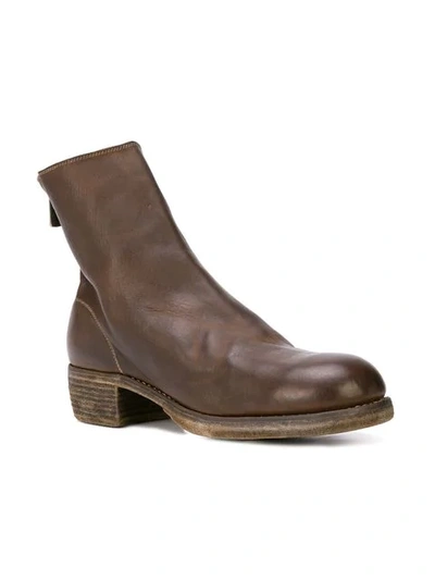 Shop Guidi Rear Zip Ankle Boots In Brown