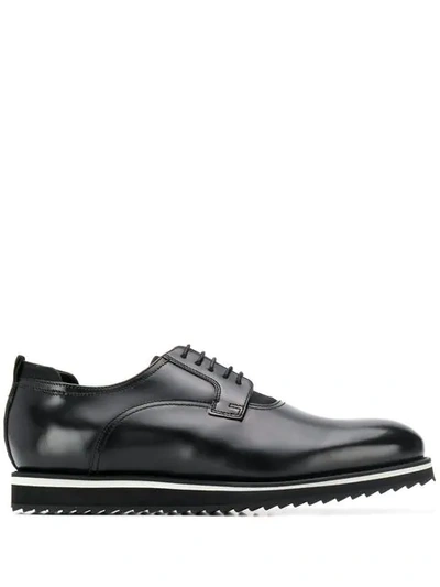 Shop Karl Lagerfeld Contrast-sole Derby Shoes In Black