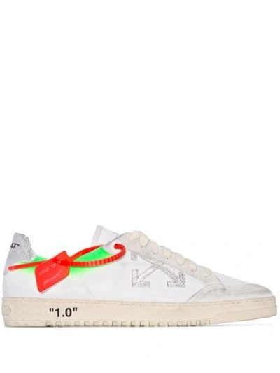 OFF-WHITE WHITE LEATHER LOW TOP SNEAKERS - 白色