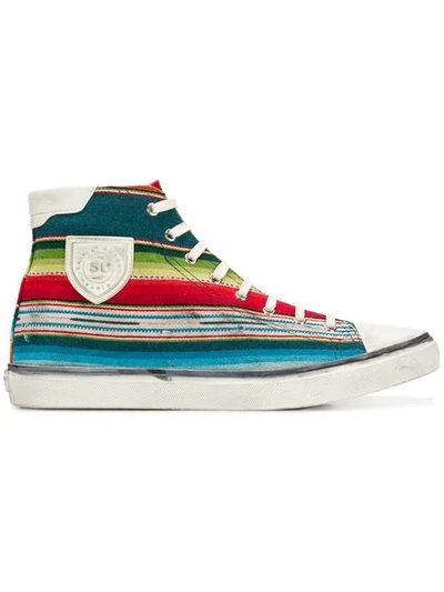 Shop Saint Laurent Mexican Jacquard Bedford Sneakers In Blue